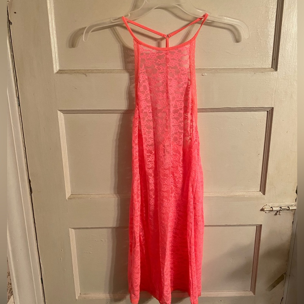 Victoria’s Secret Pink Lace Halter Slip Cute Lingerie Babydoll Top Size Medium.